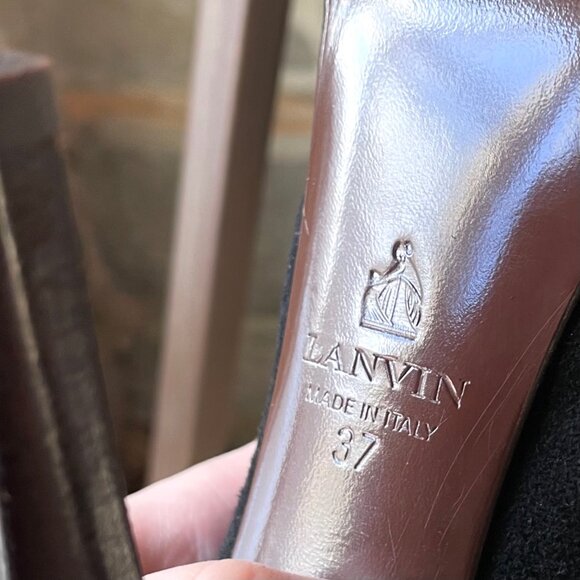 Lanvin Black Suede Platform Booties - Picture 7 of 8